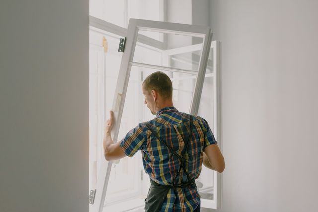 Vakman tilt een raamvleugel uit het kozijn